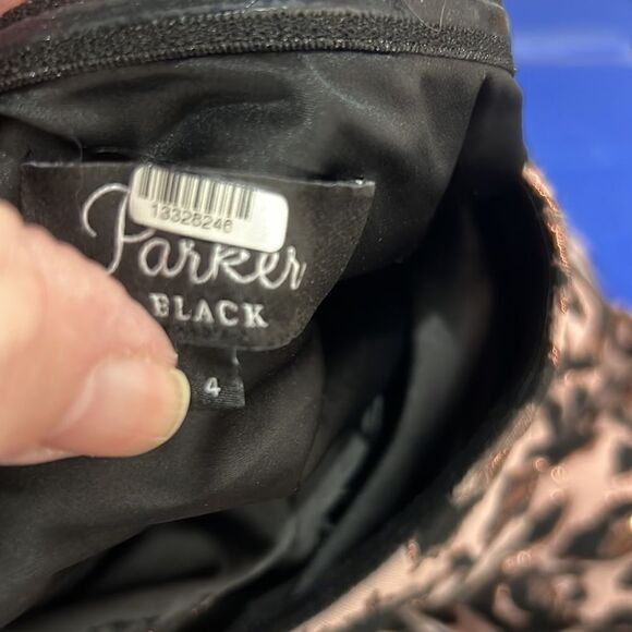 Parker Black JoJo One shoulder leopard print mini dress size 4 EUC - Picture 10 of 12